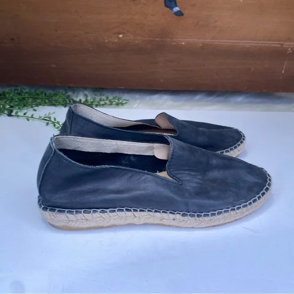 Free People Laurel Canyon Black Suede Espadrille Flats Loafers Size 37 Spain